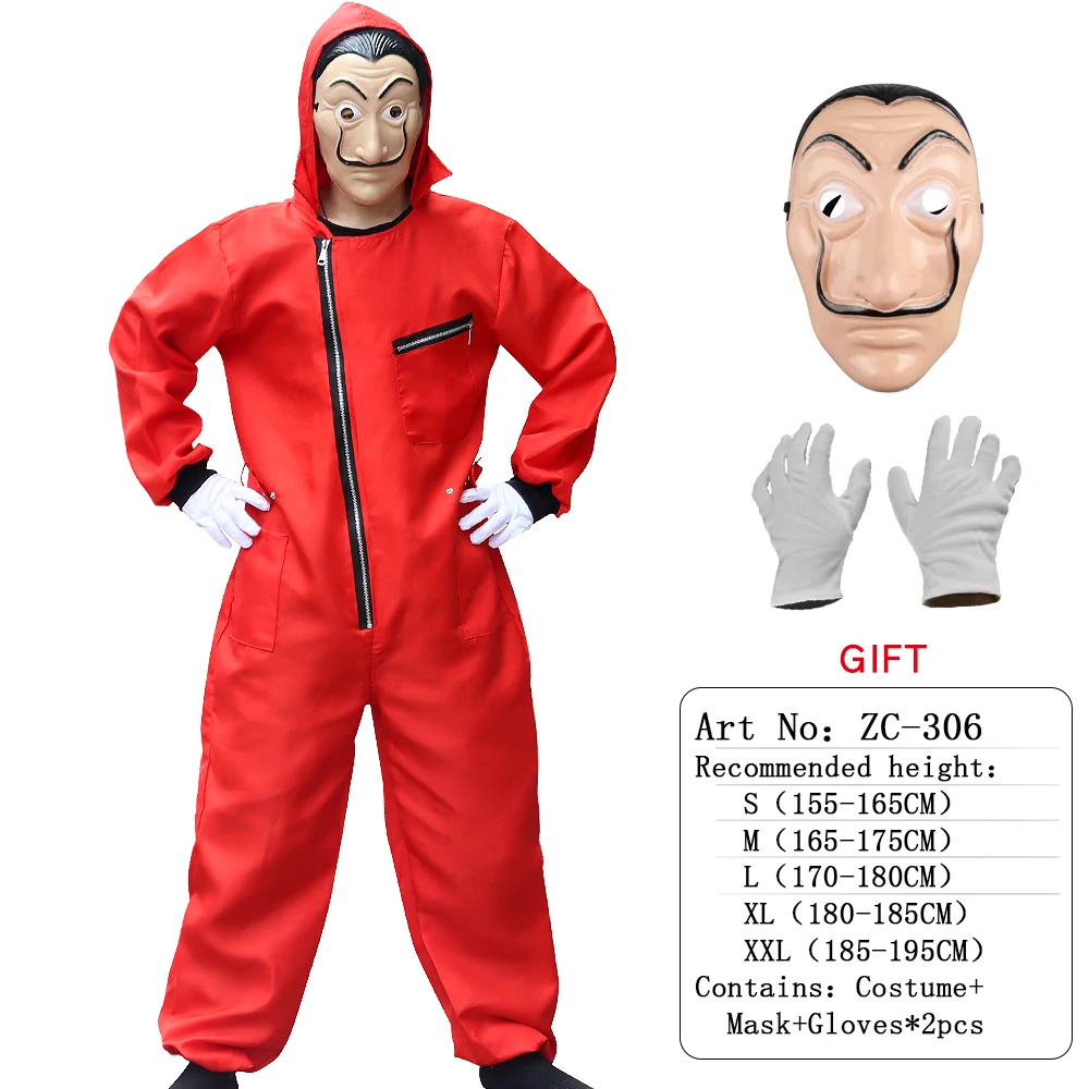 best halloween costumes Halloween Anime Salvador Dali Movie The House of Paper La Casa De Papel Cosplay Party Hooded Money Heist Costume Dress Up police woman costume Cosplay Costumes