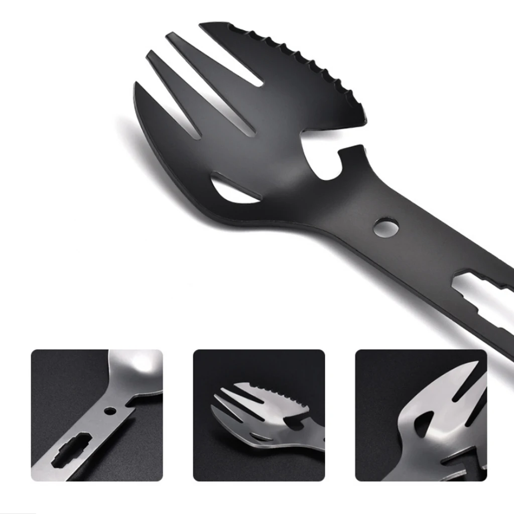 Tableware Spoon Multi Tool Can Opener Flatware Portable Bottle Cutlery Multitool Camp Utensil Fork Spork Stainless Steel Picnic