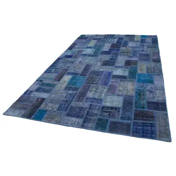 

200x298 Cm Blue Handmade Modern Patchwork Rug-7x10 Ft