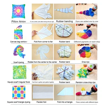 

Art Craft Clothing Graffiti Vibrant Fabric Textile Paint Rubber Bands Tie Dye Kit DIY Disposable Gloves Handmade Party Non Toxic