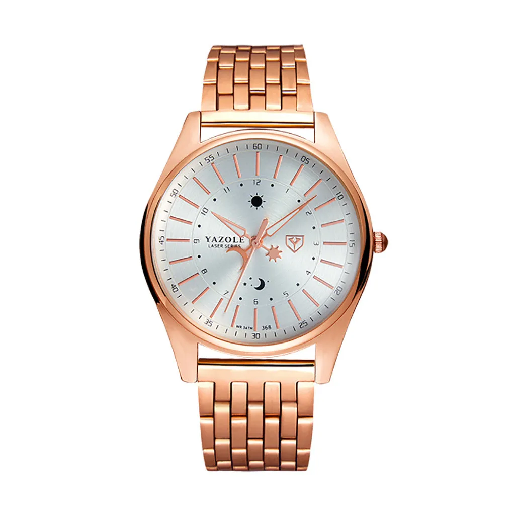 

Fashion Classic 24hour Scale Sun And Moon Pointer Men's Steel Belt Quartz Watch