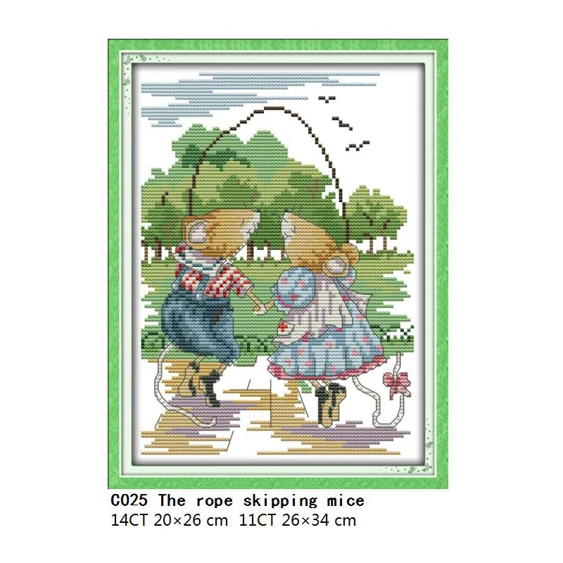 Cross Stitch C025 Набор для вышивания крестиком в виде милой мыши, 14CT, 11CT, напечатанный на холсте, сделай сам, DMC, наборы для вышивания крестиком, рукоделие - Цвет: Cross Stitch C025