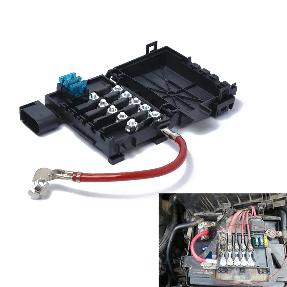 Adeeing Fuse Box Battery Terminal 1J0937550A for 1999-2004 VW Jetta Golf Mk4 Beetle Five-way car battery fuse box 32V r30