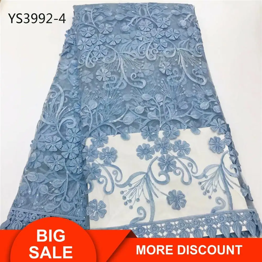 Африканское Новое модное небесно голубое стильное французское Сетчатое кружево