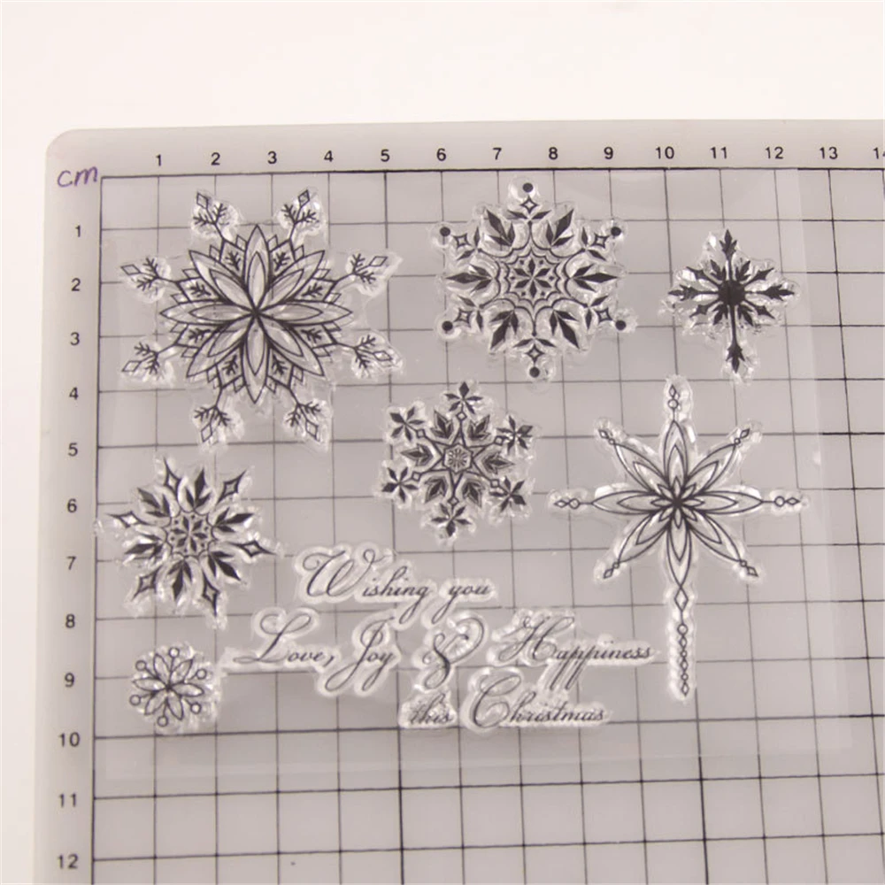 Snowflakes Transparent Silicone Clear Stamps For Scrapbooking Kids DIY Handmade Photo Album Decor Rubber Christmas Stamp