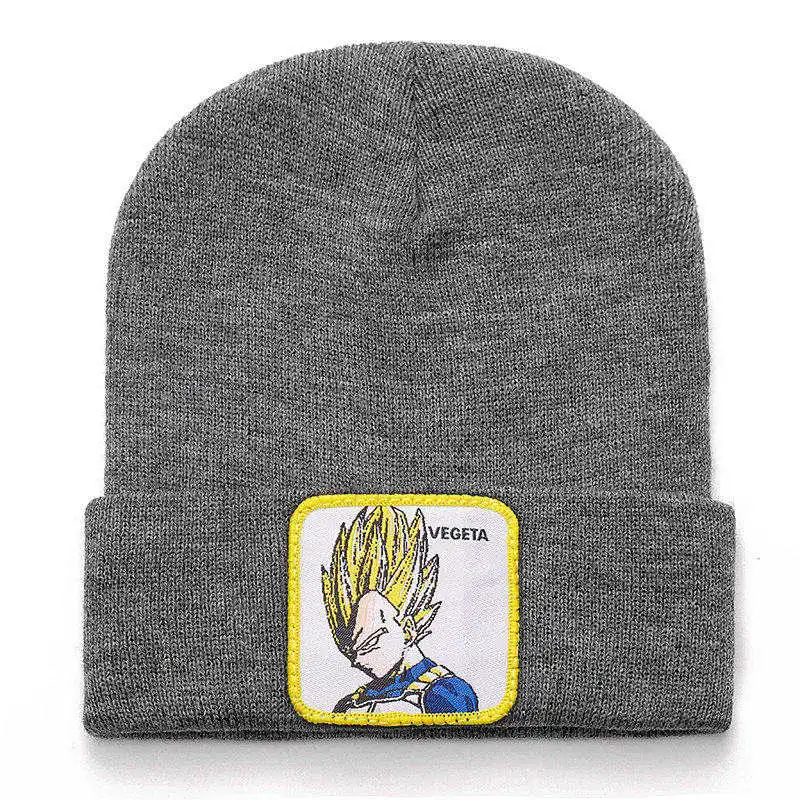 Dragon Ball Z MAJIN BUU Beanie высококачественные хлопковые повседневные шапочки для мужчин и женщин теплая вязаная зимняя шапка модная однотонная Кепка в стиле унисекс - Цвет: vegeta gray