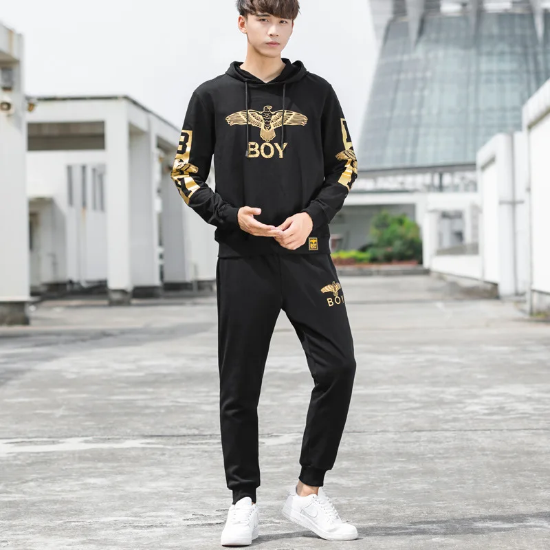 

Spring And Autumn Men's Casual BOY Hoodie Suit Trend of Fashion Men Sports Two-Piece Set Handsome Students Set