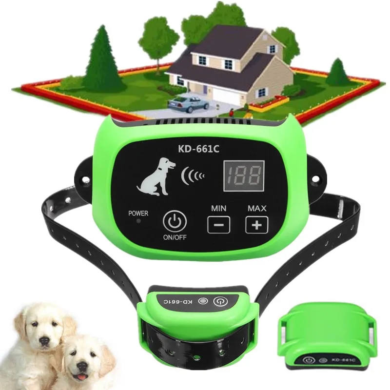 Rechargeable Wireless Electric Dog Pet Fence Waterproof Ultrasonic Training Collars Containment System Transmitter Collar