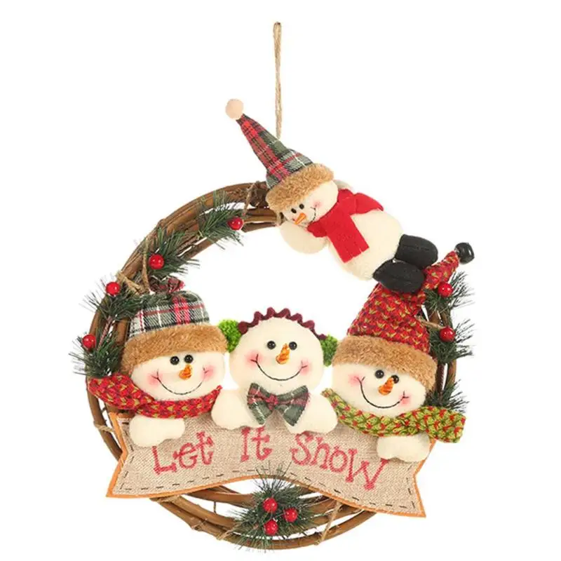Snowman Рождественское нетканое ротанговое цветочное кольцо, подвеска, прекрасный детский подарок, декор для окна для детей, Рождественская елка, снеговик, лось, Декор для дома - Цвет: Snowman