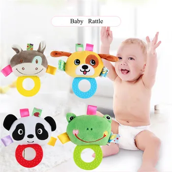 

Cute Cartoon Animal Newborn Rattles Toy Hand Bell Toddler Infant Rings Interactive Plush Toys Baby Early Education Gift