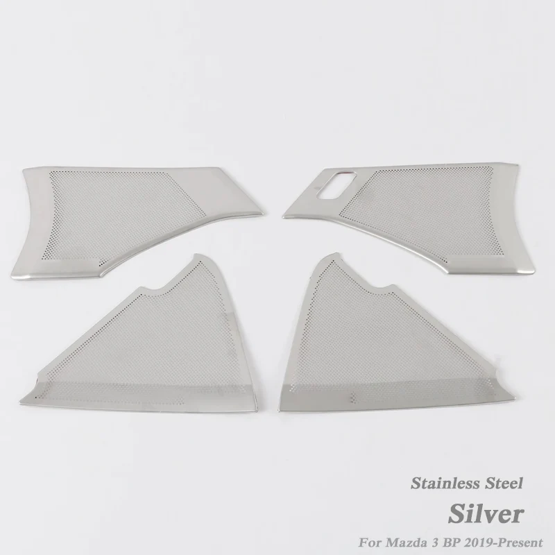 4pcs silver Автомобильный Стайлинг для Mazda 3 BP-Н. В., Автомобильный Дверной рожок, рамка, крышка, внутреннее литье, блестящая дверная рамка динамика, авто аксессуары - Название цвета: 4pcs silver