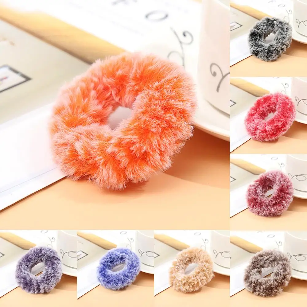 

Korea Neon Velvet Hair Scrunchie Elastic Hair Bands Solid Color Women Girls Headwear Ponytail Holder Hair Accessories