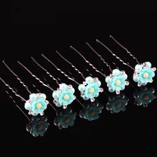 Свадебная детская Шпилька для девочек, простая жемчужная Маленькая Шпилька с цветком, u-образная заколка для волос, головной убор в европейском и американском стиле