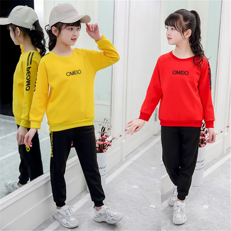 

Baby Girls Casual Autumn Long Sleeve Letter Shirt + Pants Sports Suits 2Pcs Kids Teen Spring Fall Children Thin Clothing Set
