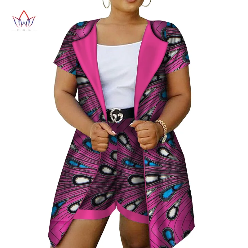 Африканский стиль женские шорты набор для женщин Базен размера плюс Африканский комплект топы+ шорты Женская традиционная африканская одежда WY2917 - Цвет: 20