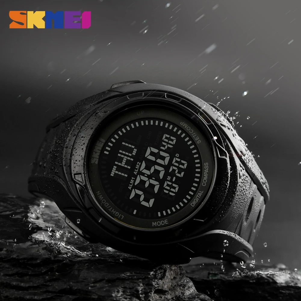SKMEI модные спортивные часы мужские компас обратный отсчет будильник Chrono цифровые секундомер 5 бар водонепроницаемые часы 1314