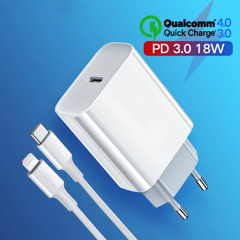 Быстрая зарядка 4 0 3 QC PD зарядное устройство 18 Вт QC4.0 QC3.0 usb type C быстрое для iPhone 11 X Xs 8