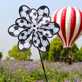 

2PCS Double-Layer Cloth Windmill Football Pattern Windmill Photo Props Rural Windmills Decor Outdoor Area Windmill Decoration