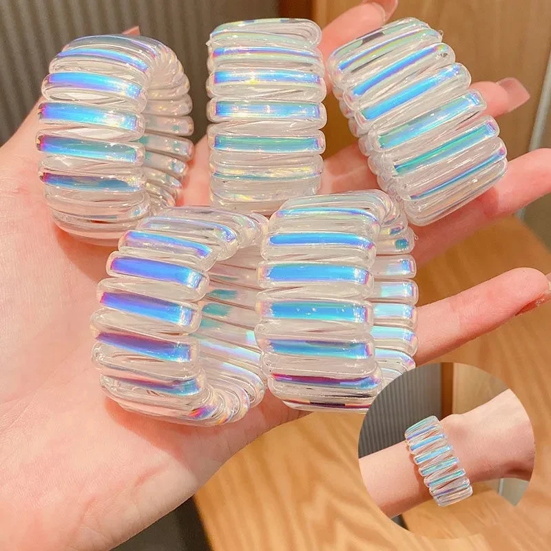 2pcs Girls Phone Wire Hairbands Scrunchies Hair Ties Women Hair Accessories Elastic Ponytail Holder 2pcs rv door buffer buckle retainer kit caravan door retainer catch holder abs door stop retaining catch holder for rv boat