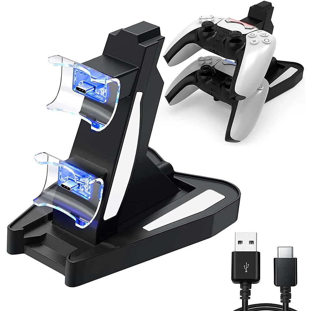 

PS5 Controller Charger Double USB Fast Charging Docking Station Stand & LED Indicator for PS 5 Controllers