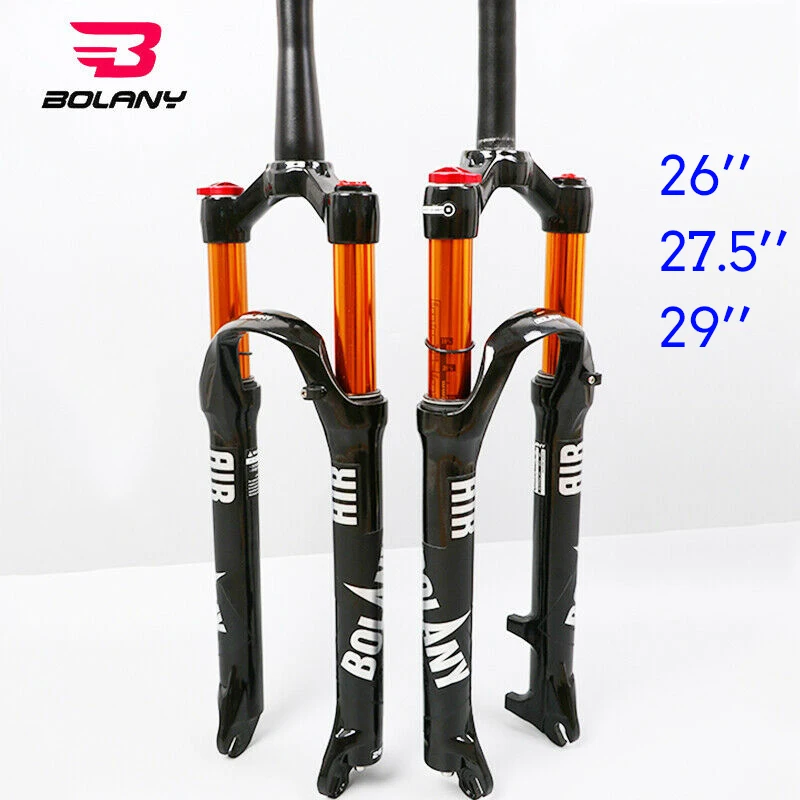 

MTB Bike Fork 26/27.5/29" Mountain Bicycle Suspension Disc Brake 100mm Travel QR Bike Air Forks Straight/Tapered Steerer Fork