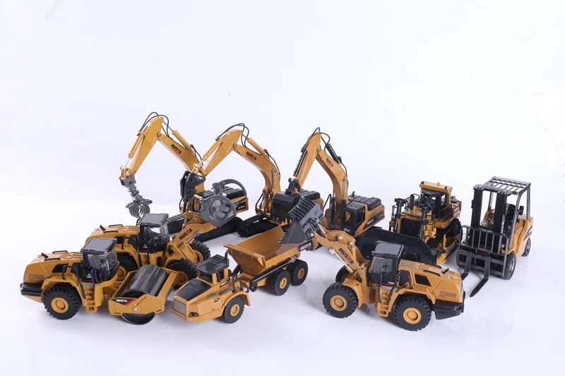 Modelo de Carro Huina Diecast Liga Simulação Veículo Fundido Caminhão Basculante Bulldozer Retroescavadeira Brinquedos Colecionáveis 1:50 1 Brinquedos e hobbies