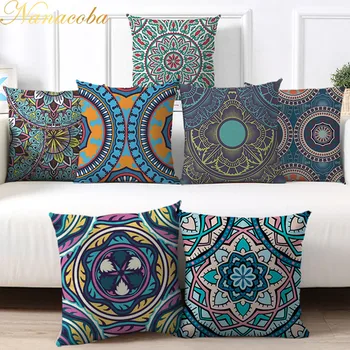 

Nanacoba Cushion Cover Mandala Flower Decorative Hug Pillow Case Home Decor Square Soft Throw Pillowcase for Sofa Chair 45x45cm