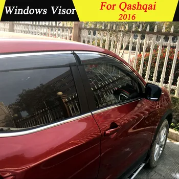

For Nissan Qashqai 2016 Plastic Black Window Visor Vent Shades Sun Rain Deflector Guard For Qashqai Auto Accessories 4PCS/SET