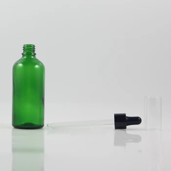 

100ml Green Essential Oil Packaging Glass Bottle Clear Dropper Bottle Cover