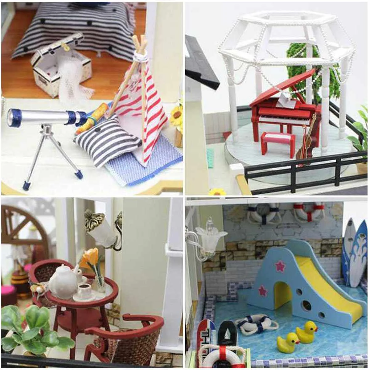 DIY Кукольный дом мебель Diy 3D Деревянный мин кукольный домик мебель набор игрушек со светодиодный светильник набор для детей на день рождения рождественские подарки