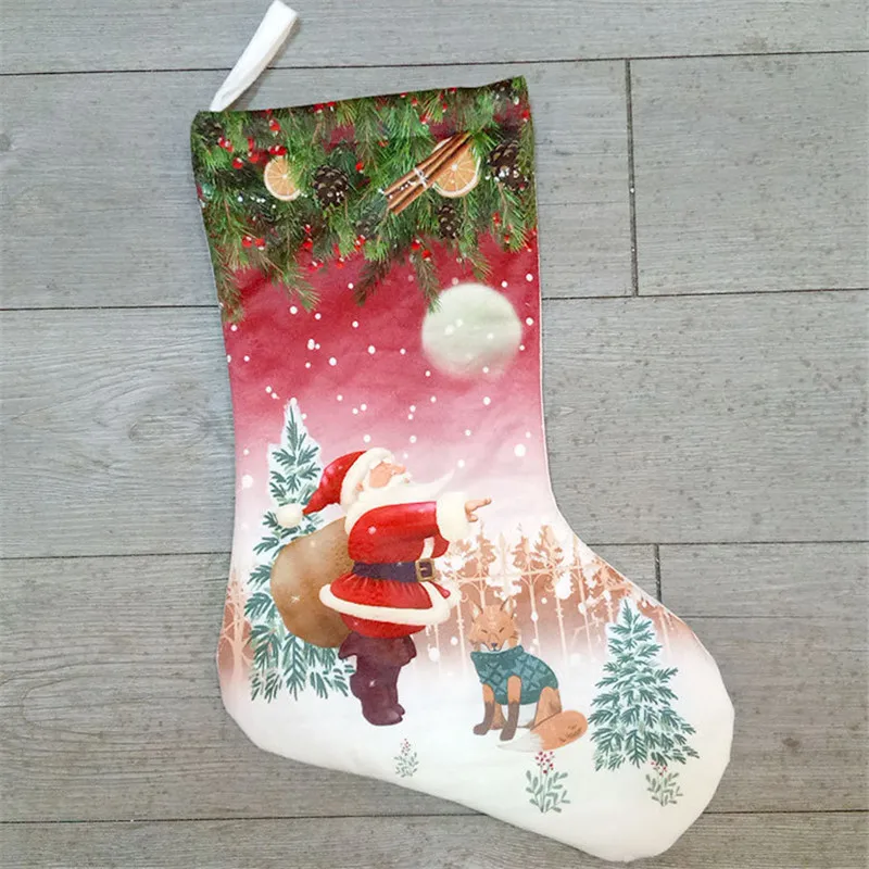 Рождественские носки Рождественская елка украшения дома вечерние поставки Декор Подарки на год Санта Снеговик Олень носки Подарочный пакет 1/3/6 шт - Цвет: 1PCs C