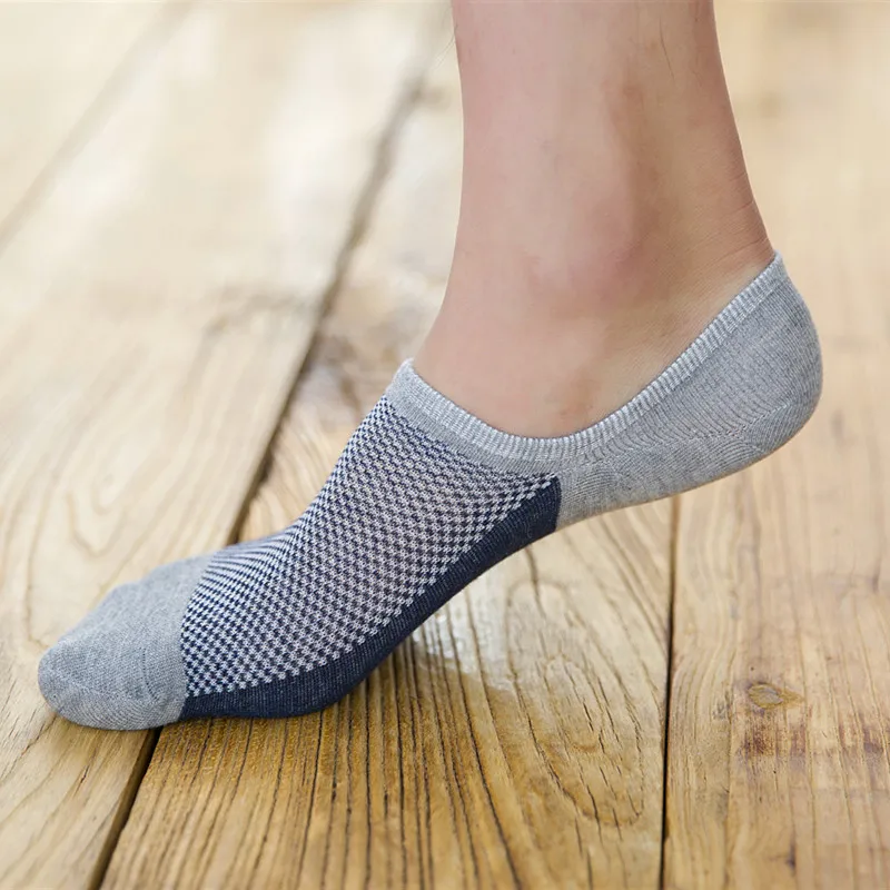 5 пар, модные Нескользящие силиконовые невидимые Компрессионные носки из бамбукового волокна, мужские носки до щиколотки, дышащие мужские носки Meias из хлопка