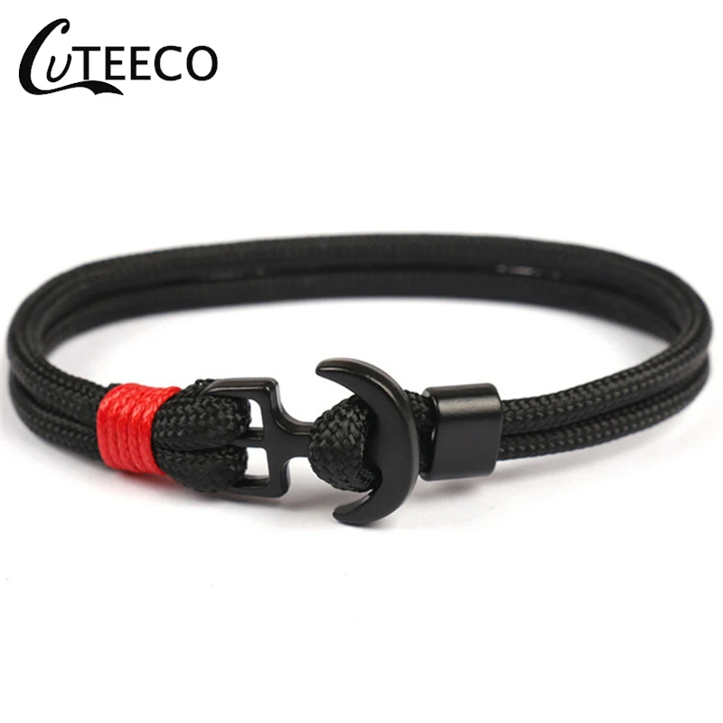 CUTEECO браслет с якорем Браслеты для мужчин Paracord из нержавеющей стали Pulseira и женщин