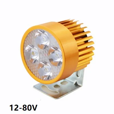 4-LED Gold Велосипедная внешняя Изменение светодиодный Линт для электровелосипеда 12 V-80 V 4/6/9 светодиодный 1000 лм Электрический велосипед мотоциклетные фары - Цвет: 4-LED Gold