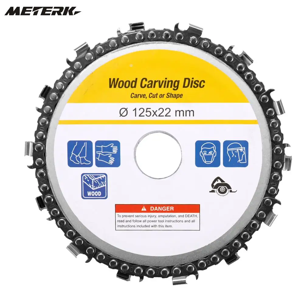 

5 Inch 14 Teeth Grinder Chain Disc 22mm Arbor Woodworking Carving Disc for 125mm Angle Grinder
