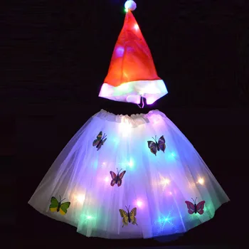 

Led Light up New Year Baby Girl Carnival Christmas Fancy Dress Holiday Clothing Party Tulle Kids Costume Hat Magic Wand Wreath
