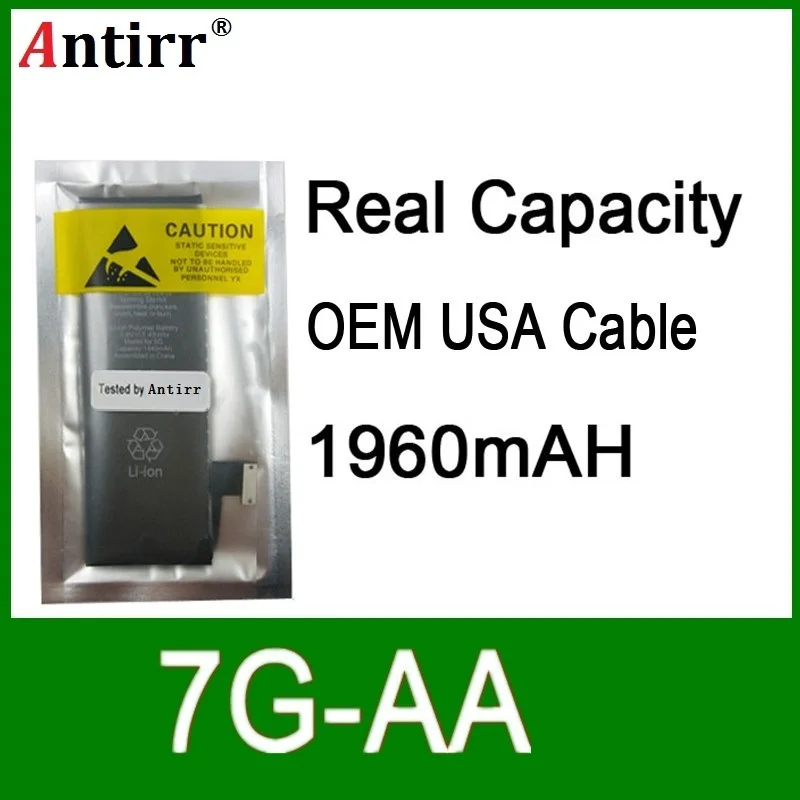 

10pcs/lot Real Capacity China Protection board 1960mAh 3.7V Battery for iPhone 7g zero cycle replacement repair parts 7G AA