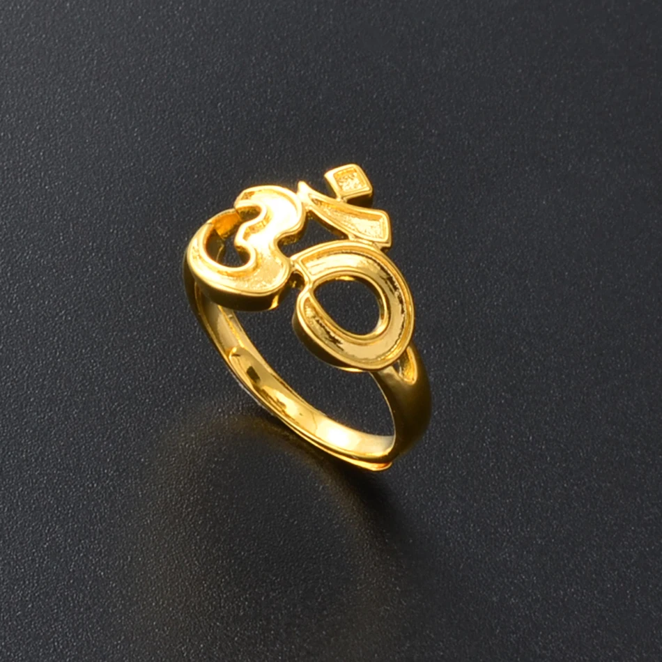 Anniyo Yoga Symbols Ring Women Girls Gold Color Resizabl om Rings African Jewelry Wedding Accessories #072504 6