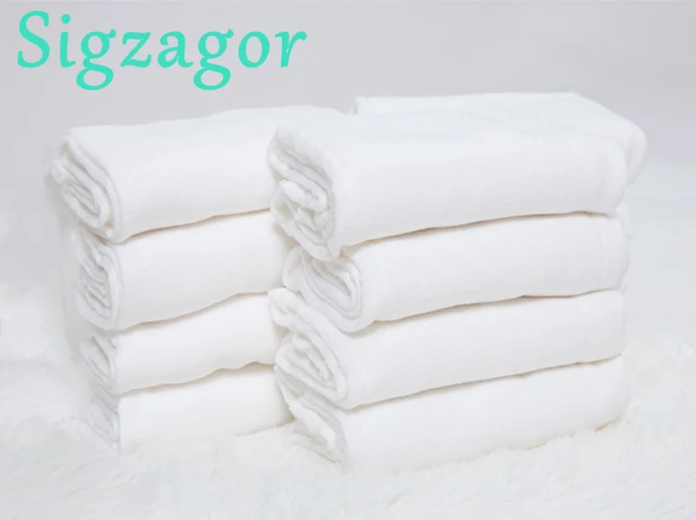[Sigzagor]8 Prefold Cloth Diapers Nappies Inserts Burp Cloths Padded