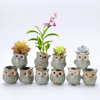 

Creative Ceramic Owl Shape Flower Pot Cute Mini Succulents Flower Pot Flower Planting Ceramic Desk Flower Pot Garden Decoration