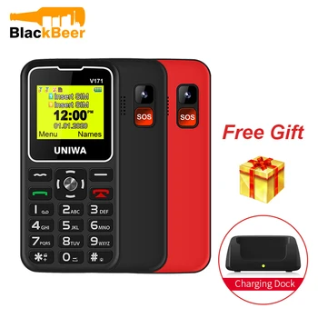 

UNIWA V171 1.77" 2G GMS Feature Phone Wireless FM Senior MobilePhone 1000mAh For Elderly People Cellphone Free Charging Dock SOS