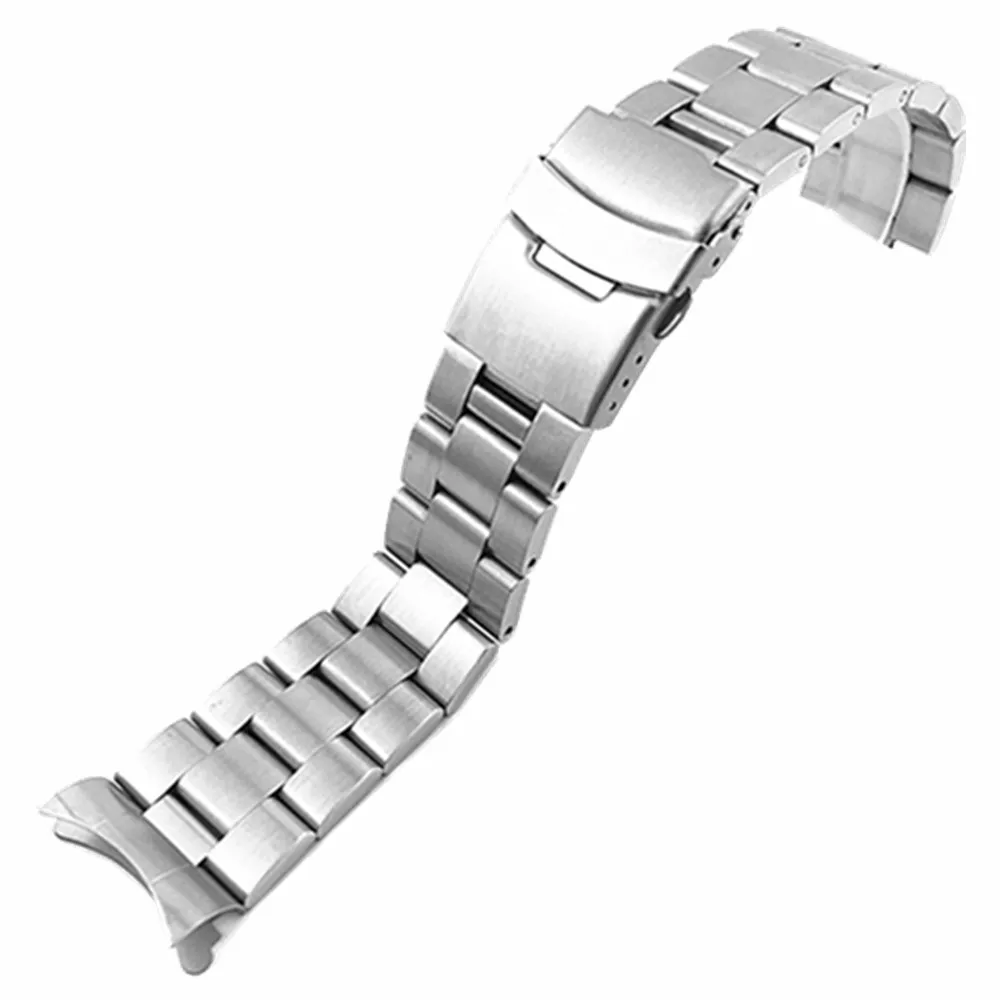 20 22mm Watchband Arc Edge Stainless Steel Strap Arc Mouth bracelet metal band watch band For Casio For Seiko Diy Replace - Цвет ремешка: silver