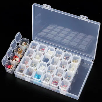 

28-grid Jewlery Box Jewelry Box Nail Art Diamond Box Storage Box Multi-seperated Transparent Small Box Loose Bead Box 28 Grids
