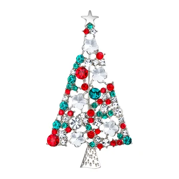 

Tuliper Christmas Tree Brooch Women Broche Femme Flower Star Badge Pins Crystal Gold Plated Party Jewelry Gift Fashion 2020