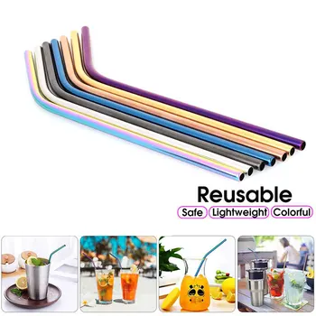 

Beautiful Metal Straw Bar Sucker 21.5*0.6cm Creative Drinking Straw Colorful Party 304 Stainless Steel Mug Wedding Fruit Juice