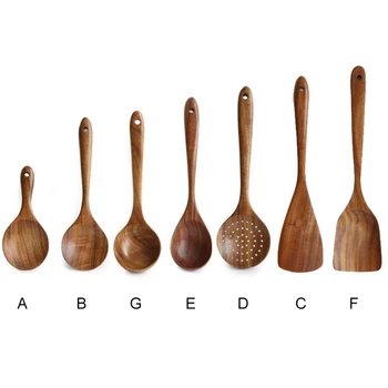 

Natural Acacia Wood Tableware Spoon Ladle Turner Cooking Spoons Scoop Long Rice Colander Soup Skimmer Set Kitchen Tools