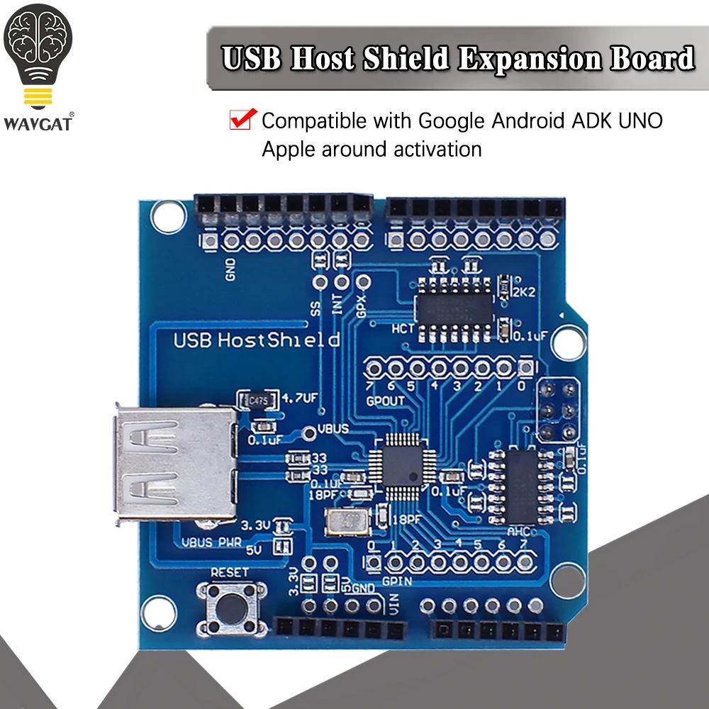Wavgat usb host shield 2 0 compatible with arduino for android adk