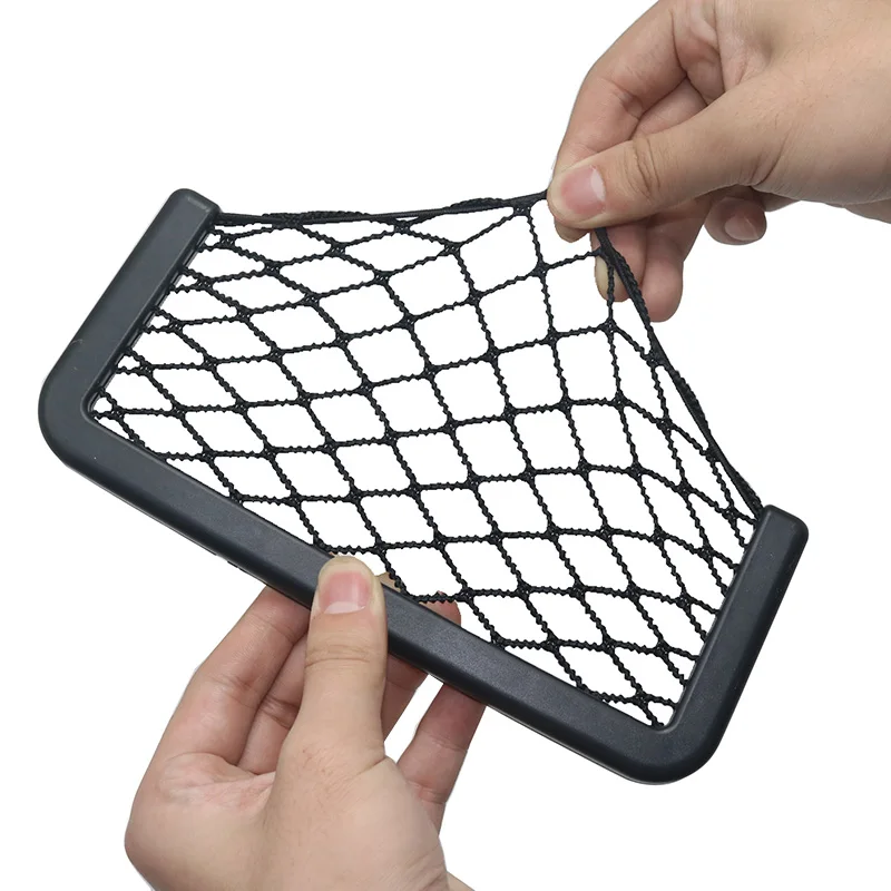 1 pcs Universal Black Car Net Bag Phone Holder Storage Pocket Organizer