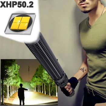 

xhp p50 most powerful tactical telescopic baton self defense flashlight waterproof led 18650 rechargeable battery torch xhp50.2