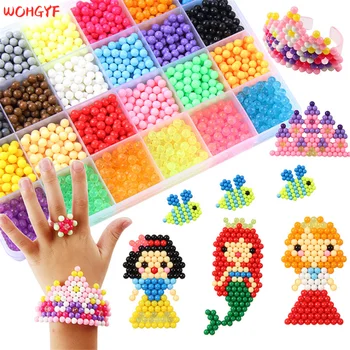 

Hot Colorful Magic Puzzle Toys Kit Water Mist Bead DIY Craft Animal Handmade Sticky Beads Early Education Beans Toys Kids Gifts